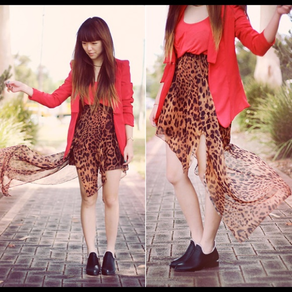 UNIF Get It Leopard Animal Print Hi Low Skirt